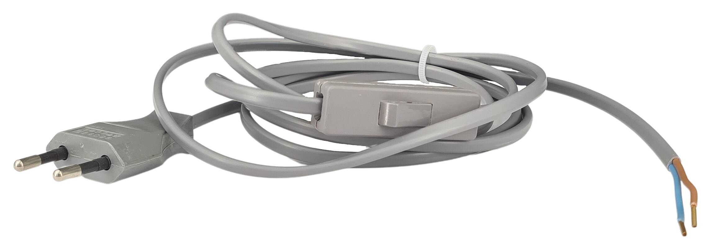 cord-set 2x0,75/2000/800 flat with Euro plug and handswitch grey
