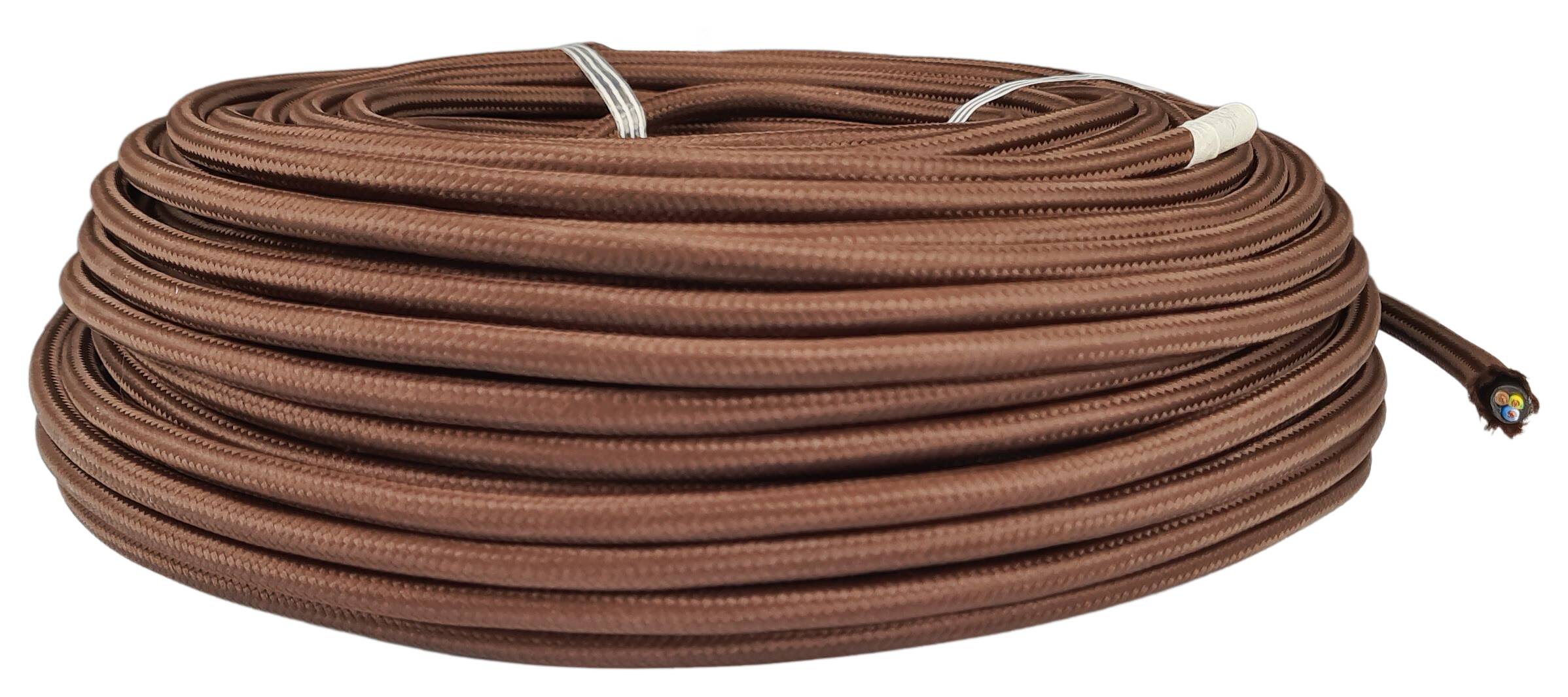 cable 3G 0,75 H03VV-F textile braided outside 6,3 mm RAL 8014 chocolate brown