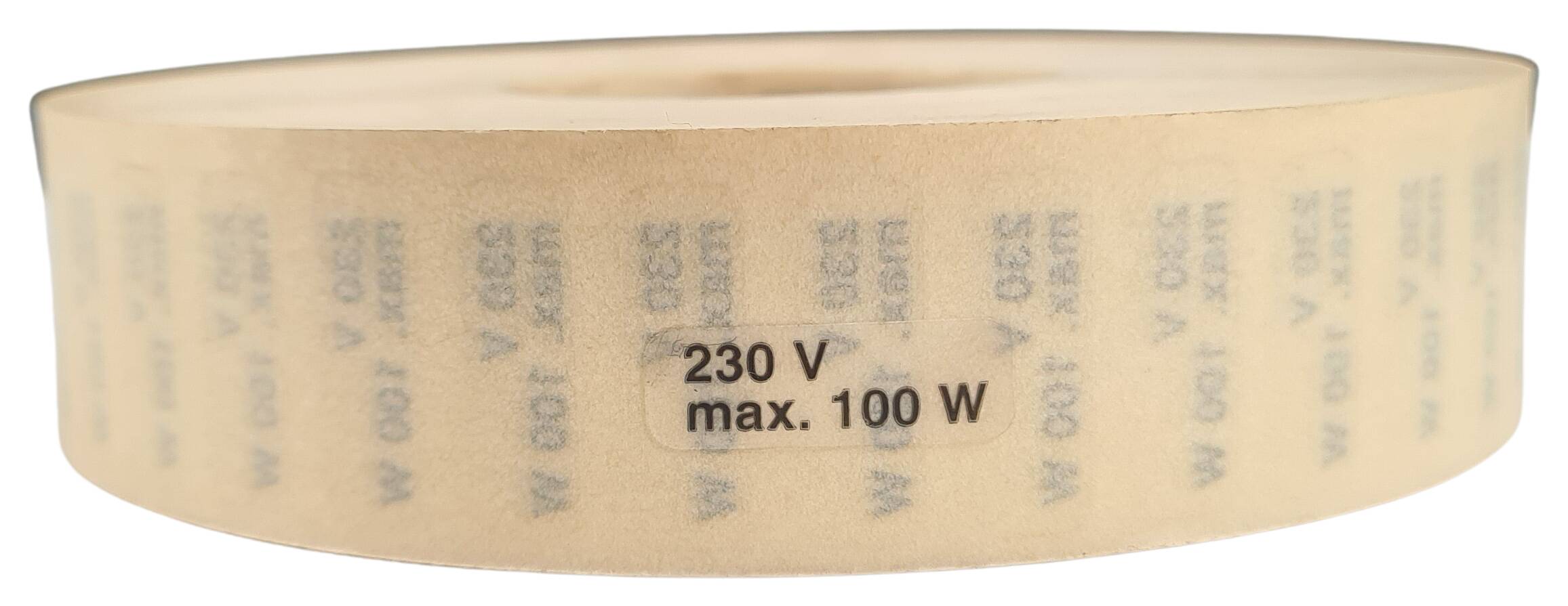 Etikett 230V max. 100W 21x7 mm transparent