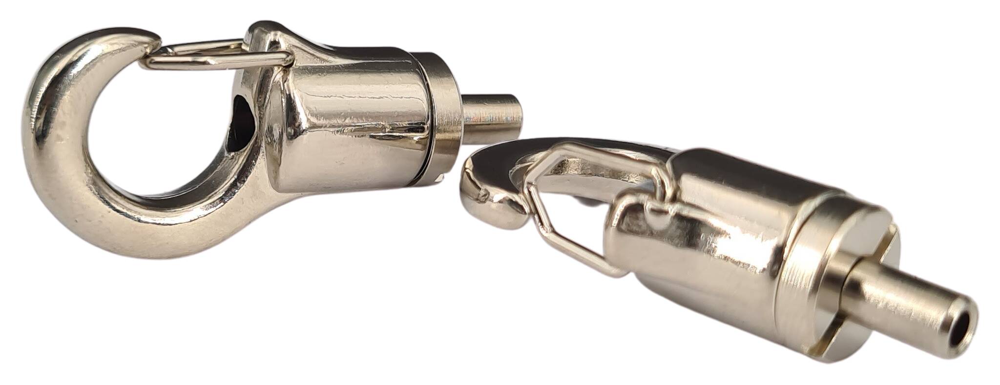 brass cableblocker with spring hook 10x30 hook 16,0 mm nickel