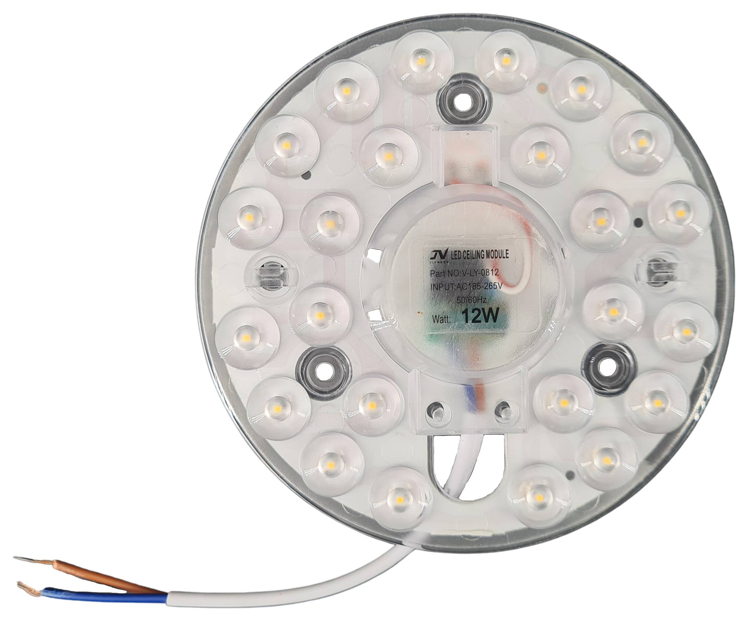 LED-Modul Ø115 mm 185-265V/AC 12W 3000K  AluPCB 24x LED 2835 inkl Optik und Kabel