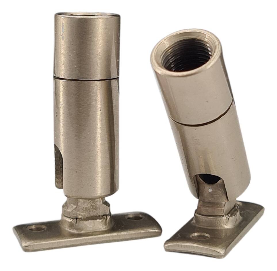 brass turn-tilt joint 13x44 M10x1 female/ with link nickel-matt hole distance 20 mm 360° turnable 90° tiltable
