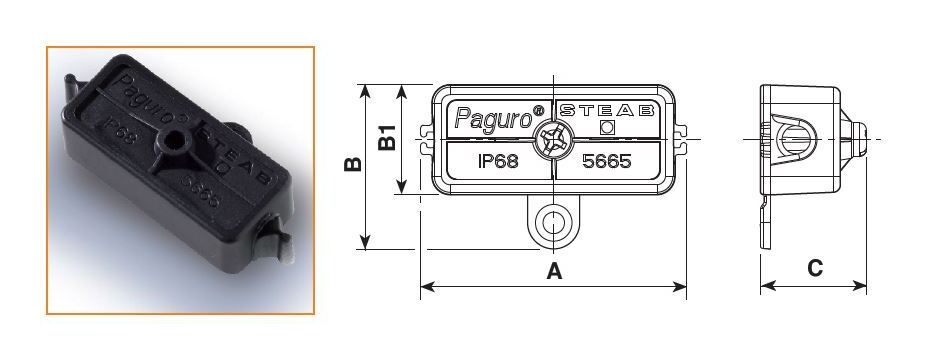 Verteilerdose f. Aussenbereich IP 68 Paguro® 2adrig Klemmbereich 0,75/2,5 mm PA66-RV-AE schwarz