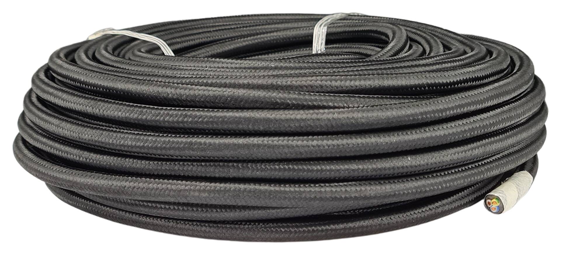 cable 3x 1,50 H05VV-F textile braided RAL 9005 black