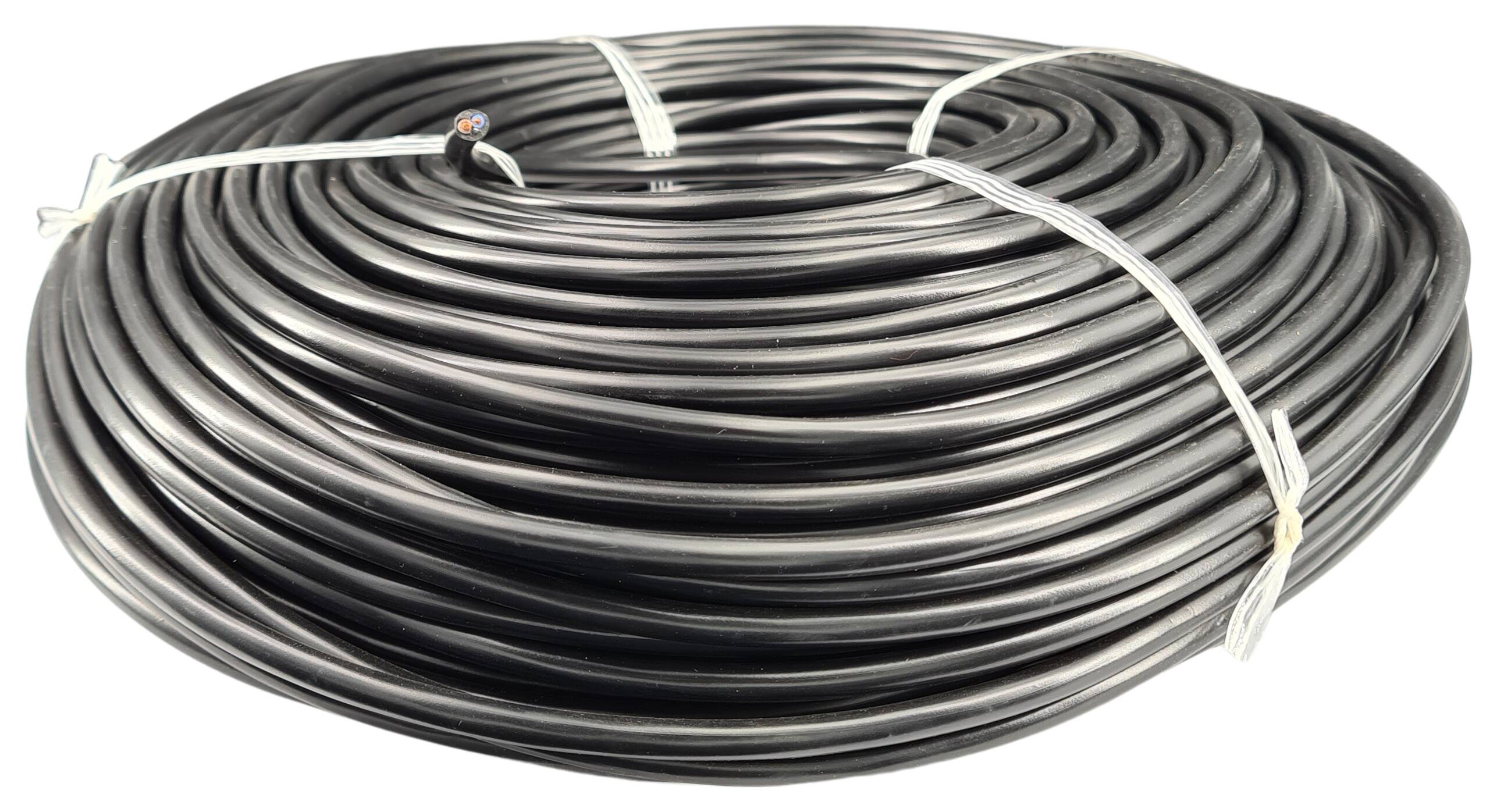 Kabel m. Stahlseil 2x0,75 HO3VV-F rund AD = 5,8 mm PVC ummantelt schwarz