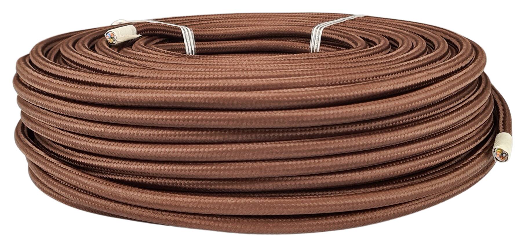 cable with steel rope 3G 1,00 HO3VV-F outer diameter = 6,4 mm PVC  textile braided RAL 8014 brown