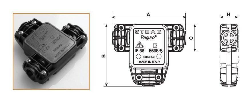 Verteilerdose f. Aussenbereich IP 68 Paguro® 5adrig Klemmbereich 0,75/1,5 mm PA66-RV-AE schwarz