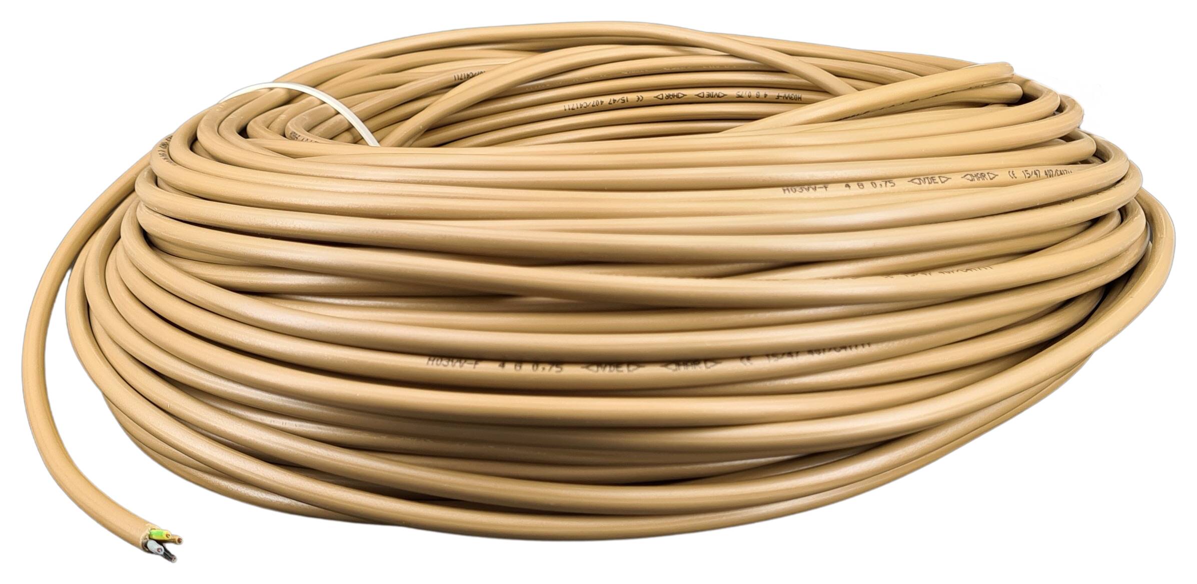 cable with steel cable 3G 0,75 HO3VV-F round PVC coated gold