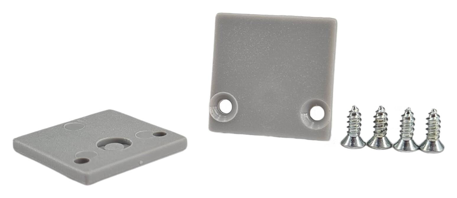 Set-Tüte 2x Endkappe PVC 18,4x17,43 mm f. Alu Profil CD18 inkl. 4 Schrauben