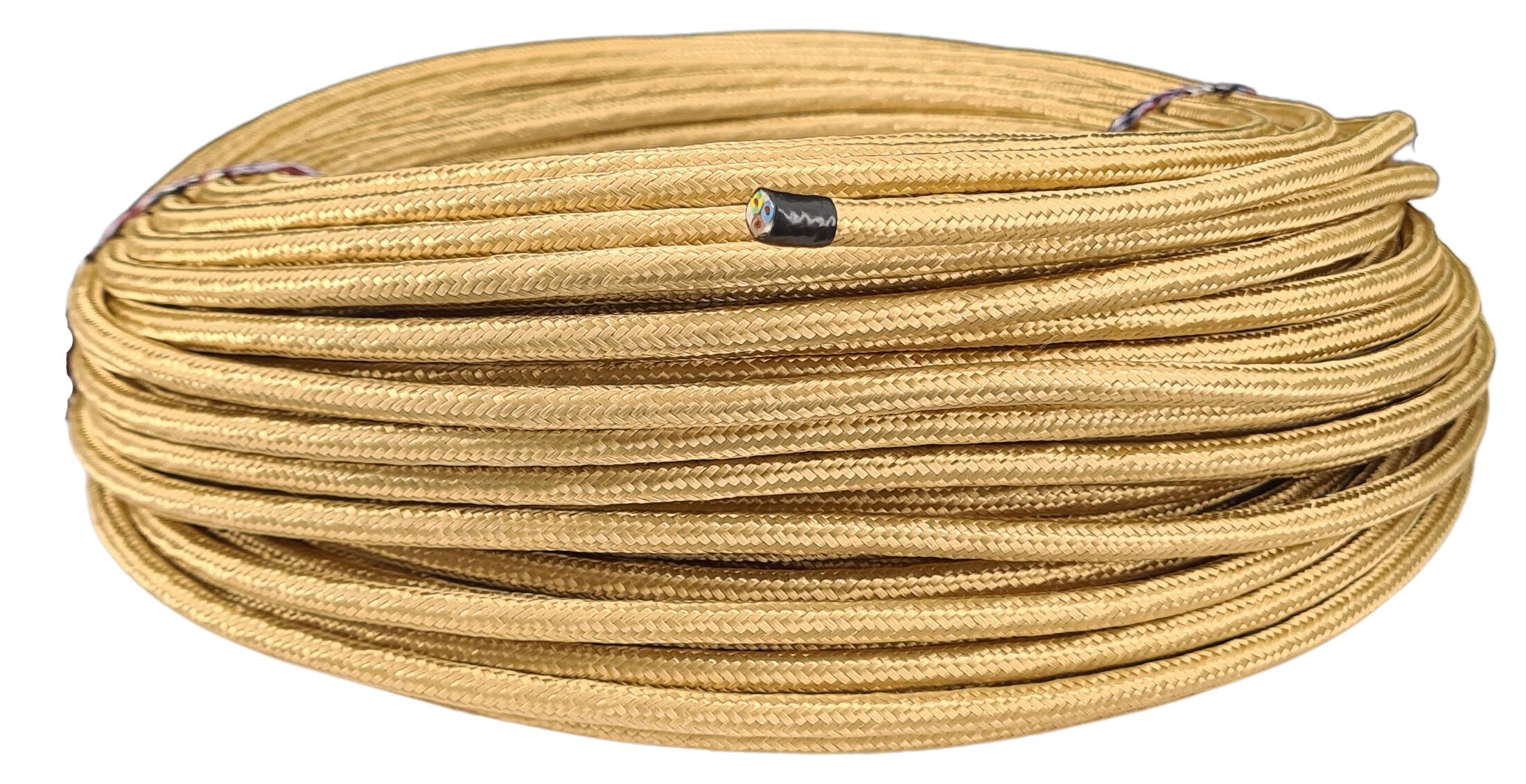 cable 3G 0,75 H03RT-F cotton coated RAL 1036 shiny gold