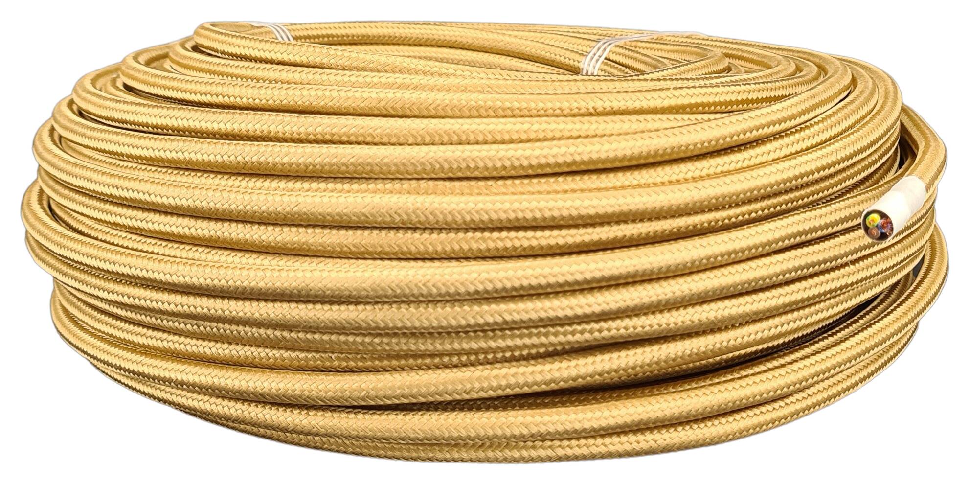 cable 3x 0,75 H03VV-F textile braided RAL 1036 gold