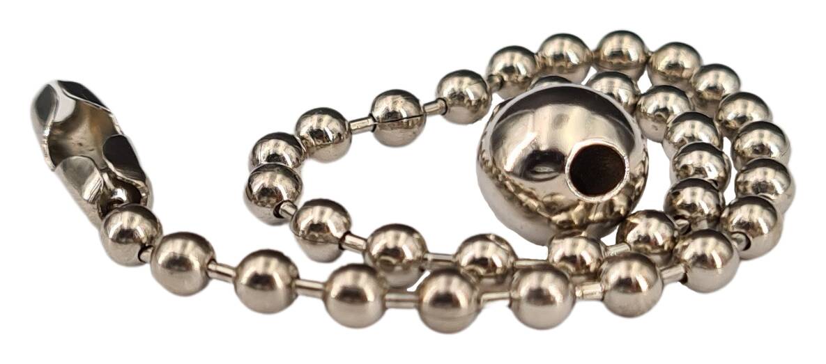 brass ball chain Ø 3,0 mm sections length 150 mm with final ball and clamping fastener raw