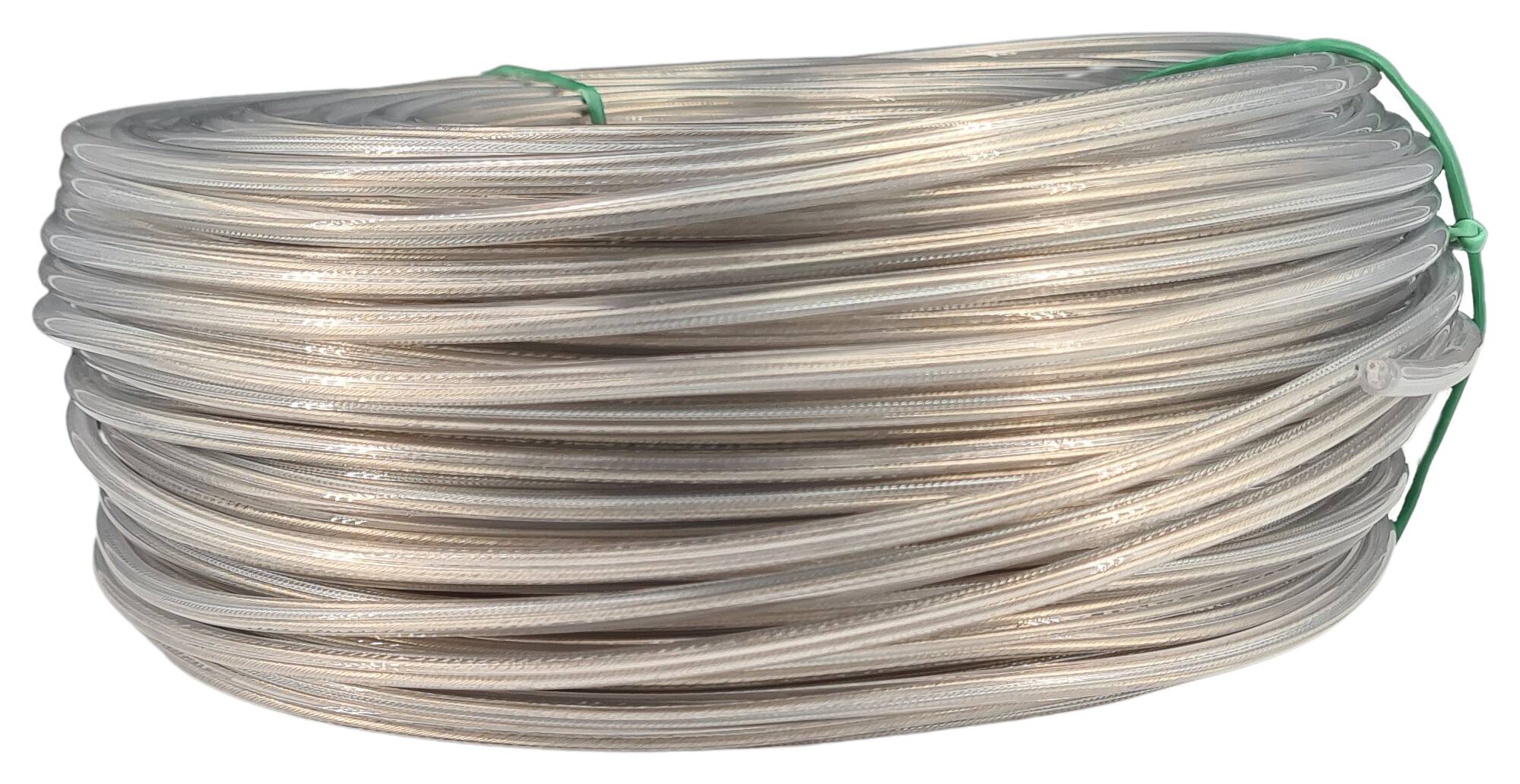 Kabel m. Stahlseil 2x0,75 rund FEP/PVC ummantelt transparent