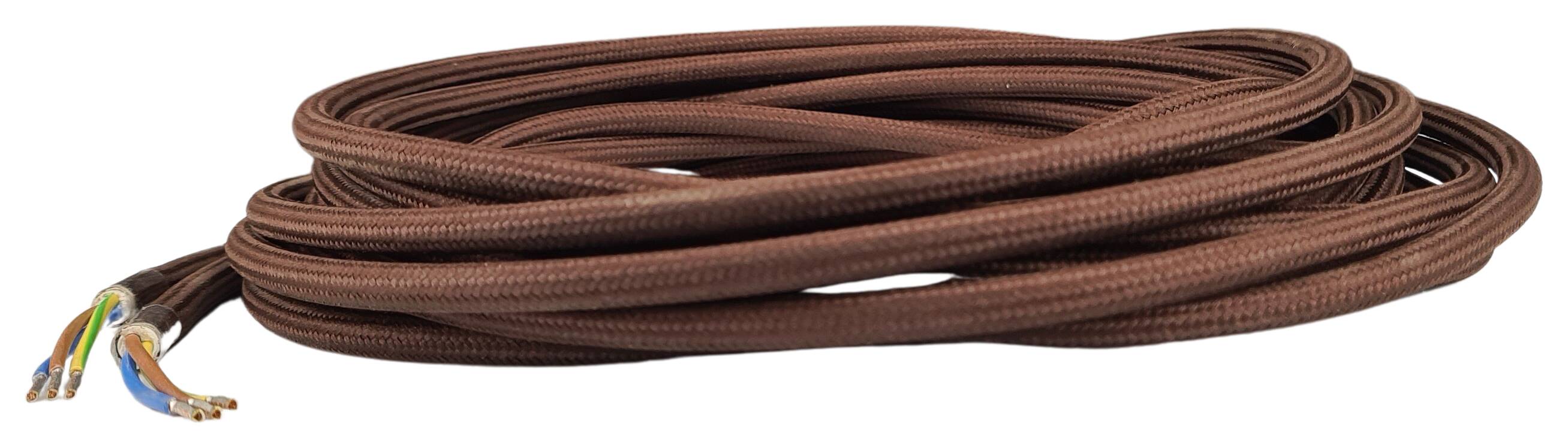 cable section 3G 0,75 H03VV-F textile braided 900 mm 60/ end sleeve 30/ stripped color 285 brown