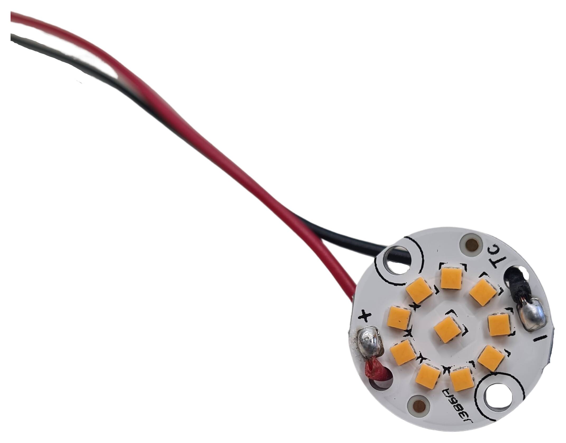 LED-Modul Ø 17 mm max. 1000mA 2700K CRI>90 10x LED Luminus CUBE 1616 m. Kabel schwarz u. rot 2000 mm