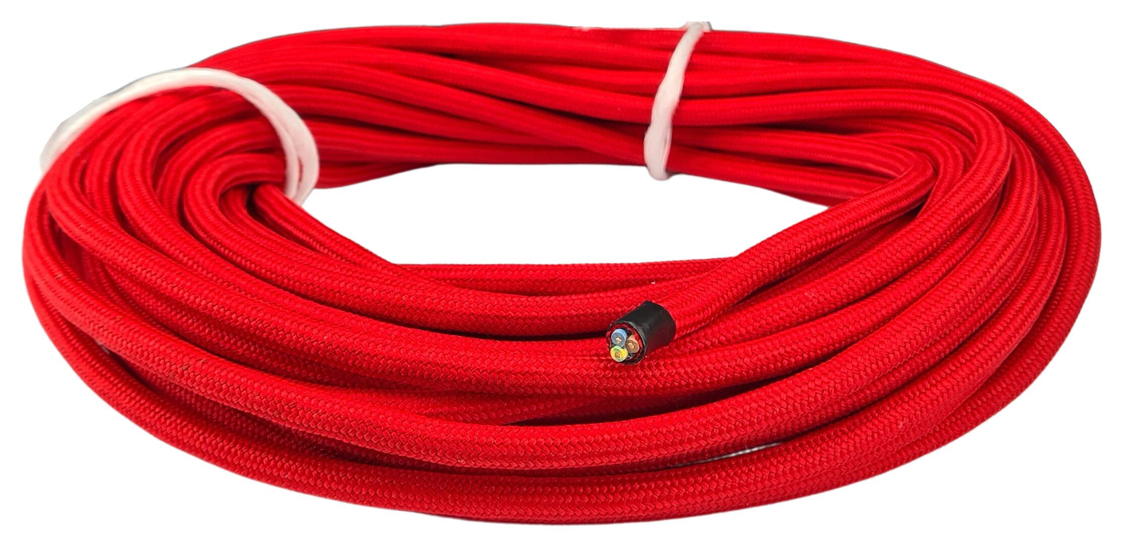 cable 3G 0,75 H03RT-F cotton coated RAL 3001 red