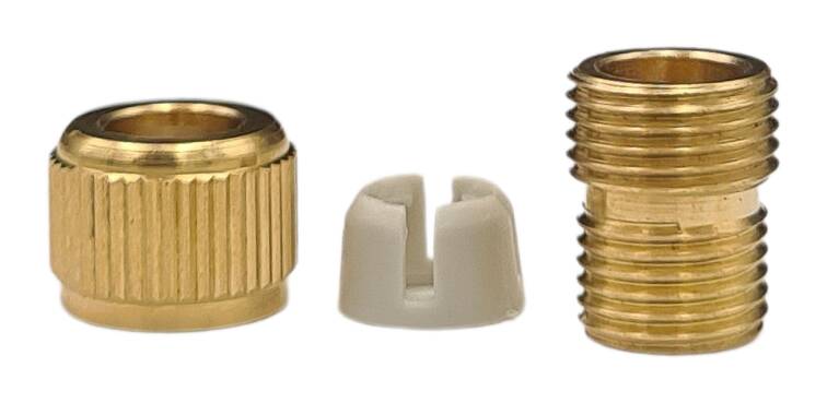 brass cord grip 12x18 M10x1x7 male triform raw incl. plastic clamp