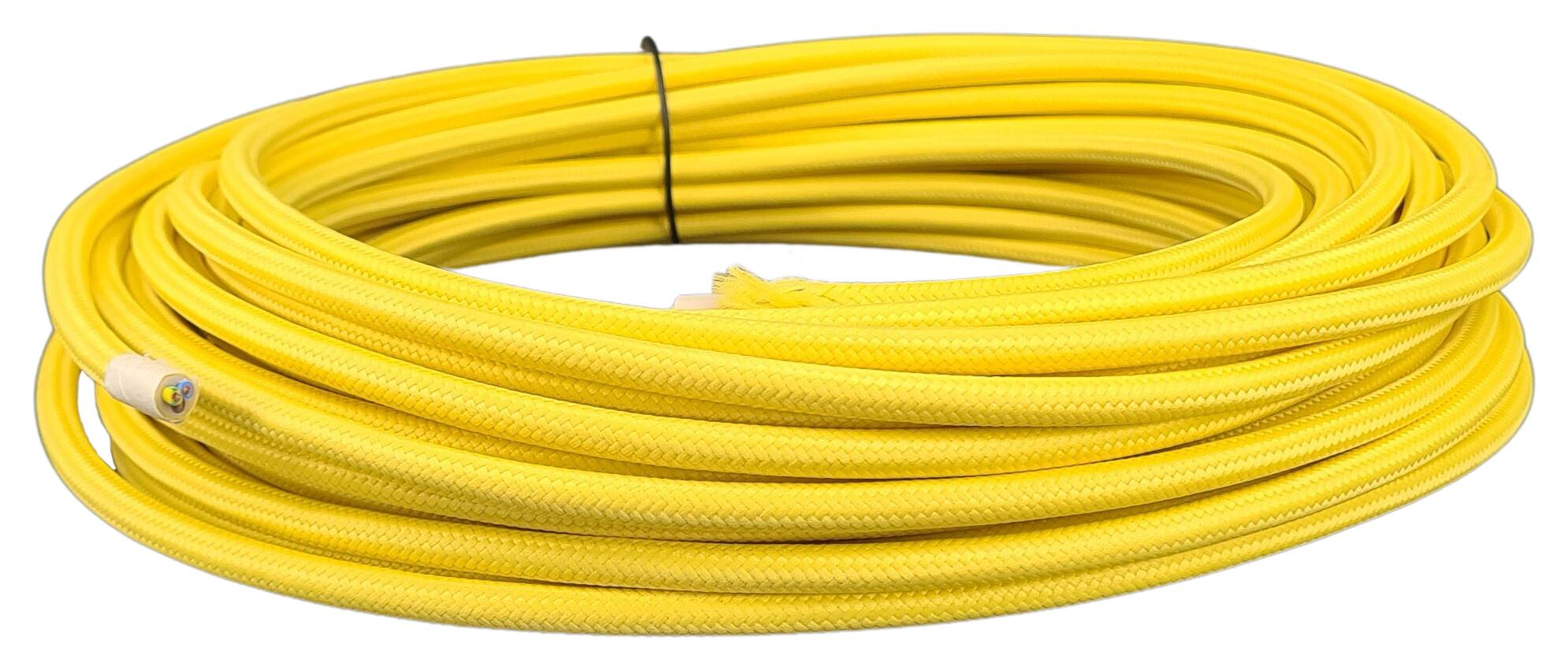 Kabel 3G 0,75 H03VV-F textilummantelt RAL 1018 gelb