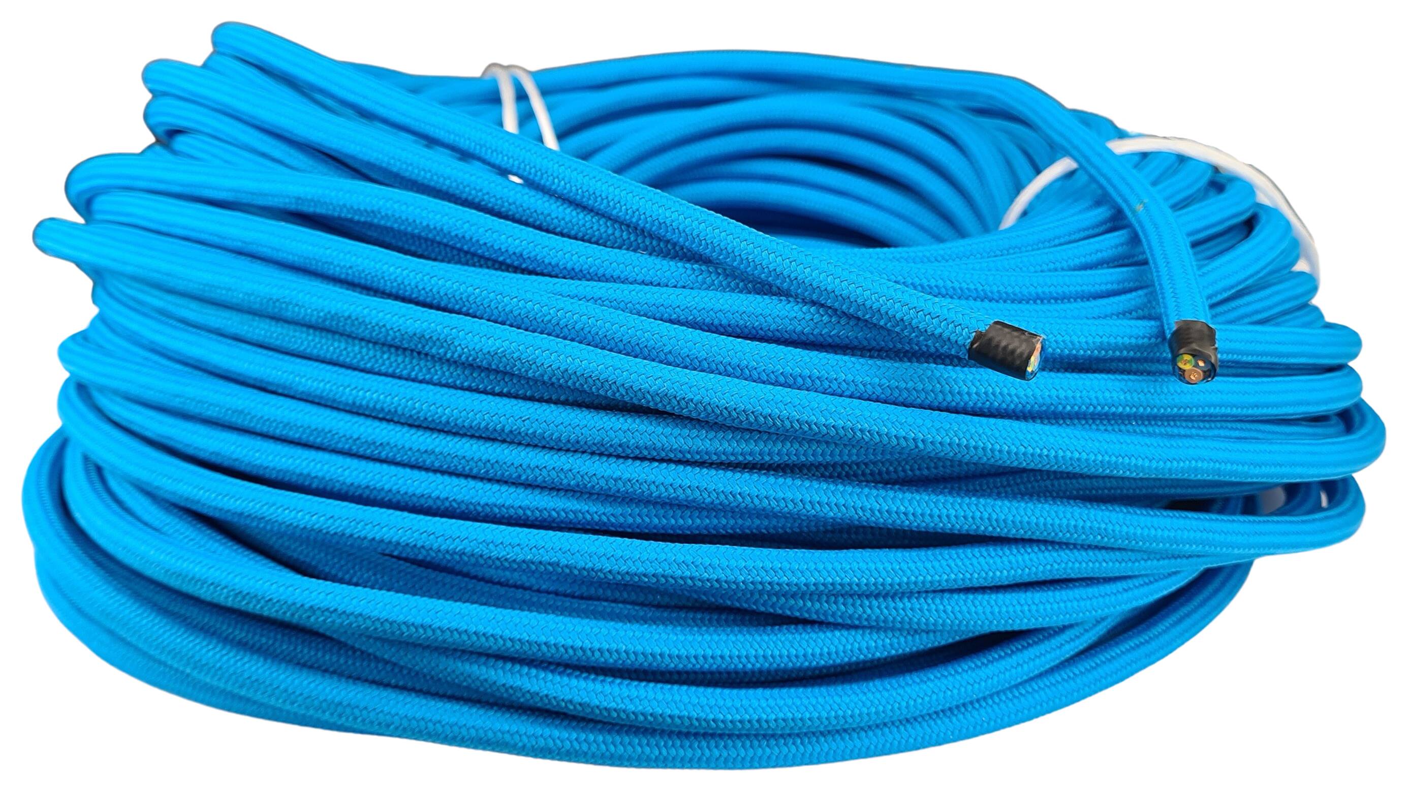 Kabel 3G 0,75 H03RT-F Baumwolle umsponnen AD. 7,0 mm RAL 5018 türkisblau