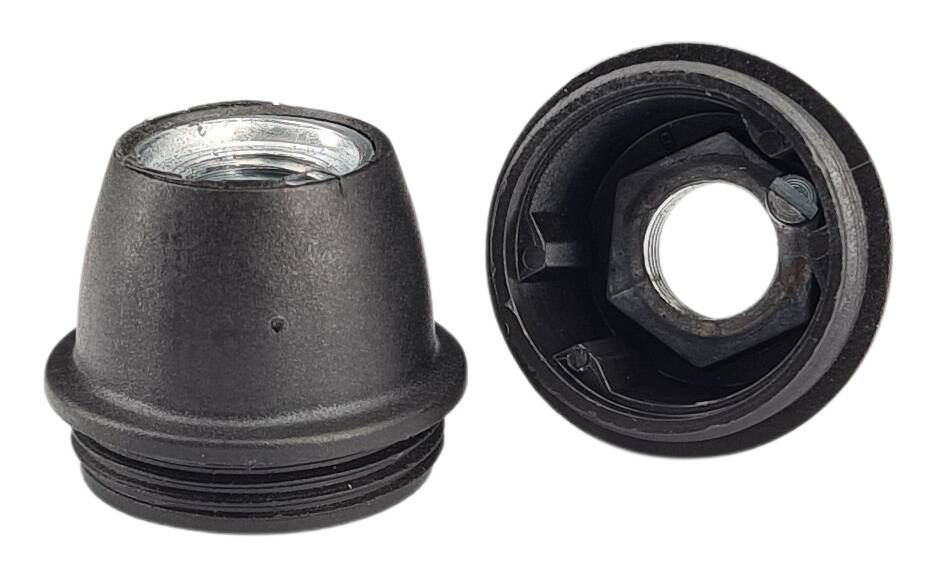 E14 cap for thermoplastic lampholder M10x1 iron thread black