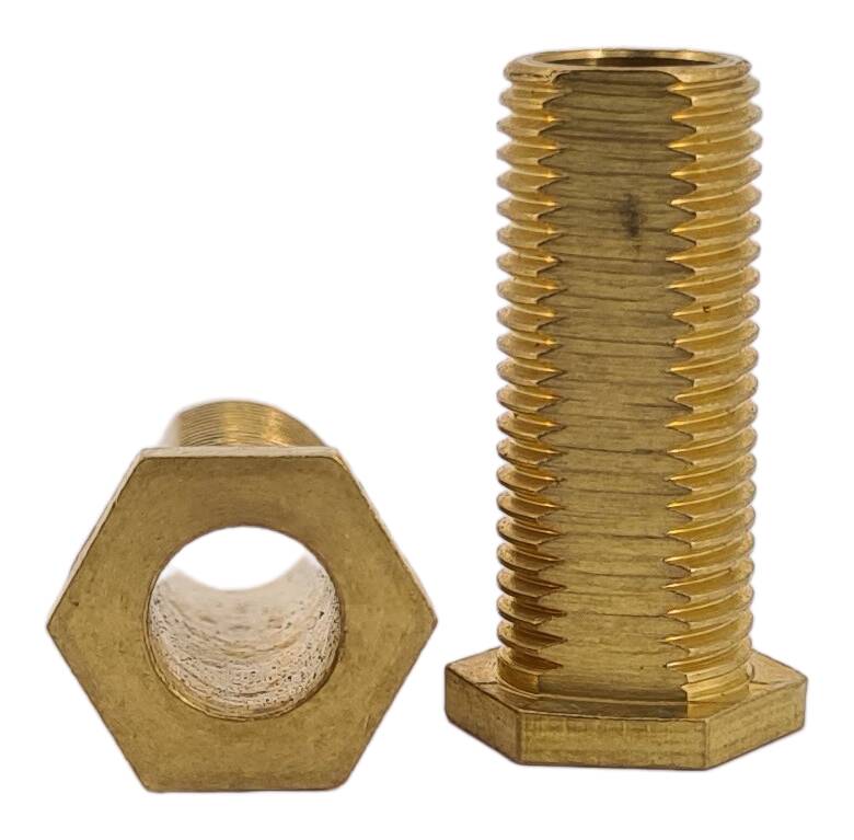 brass hexagon T-nipples 15x20 M13x1x18 anti rotation protection raw