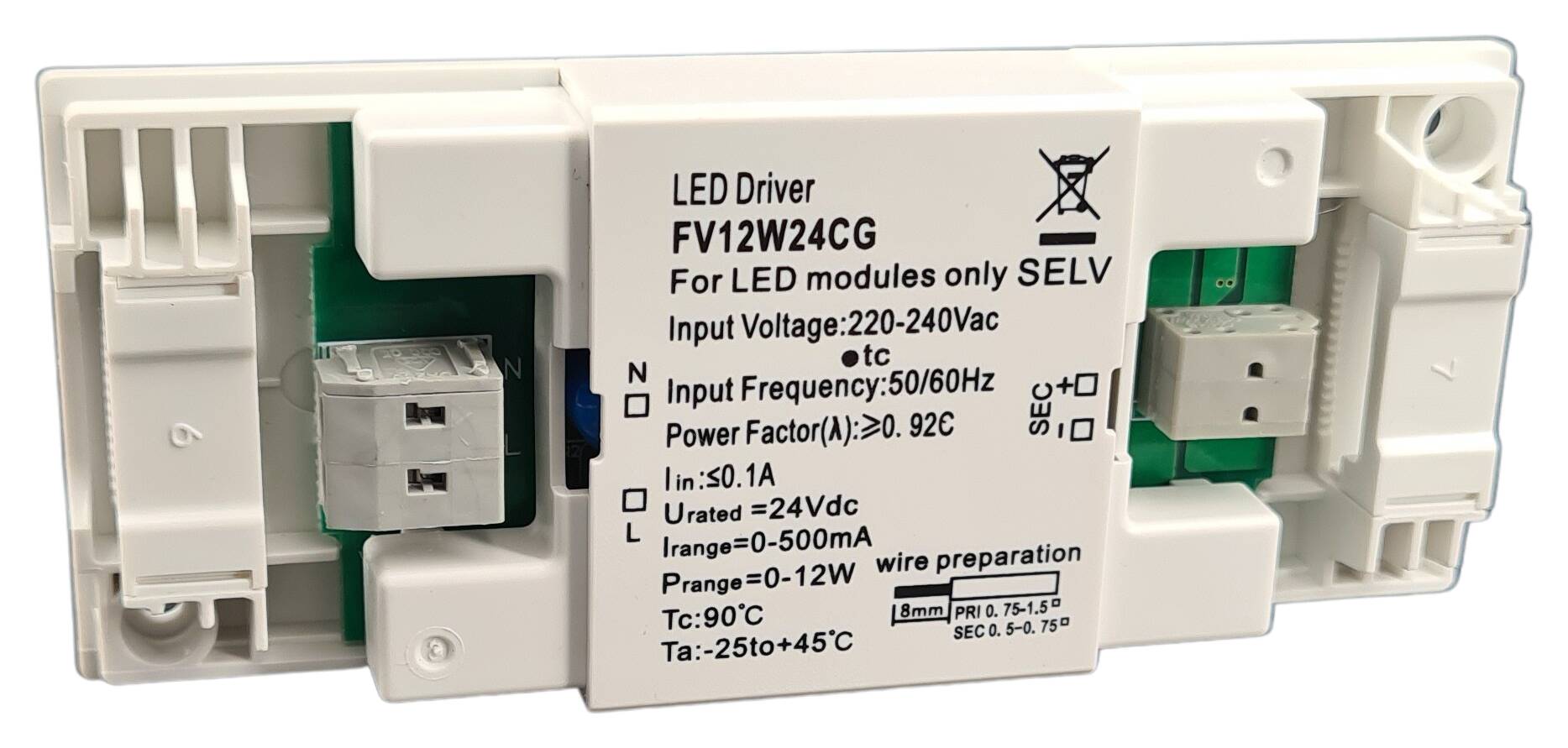 LED-Vorschaltgerät 112x46x15 mm 176-264V/AC 24V/DC 12W IP20