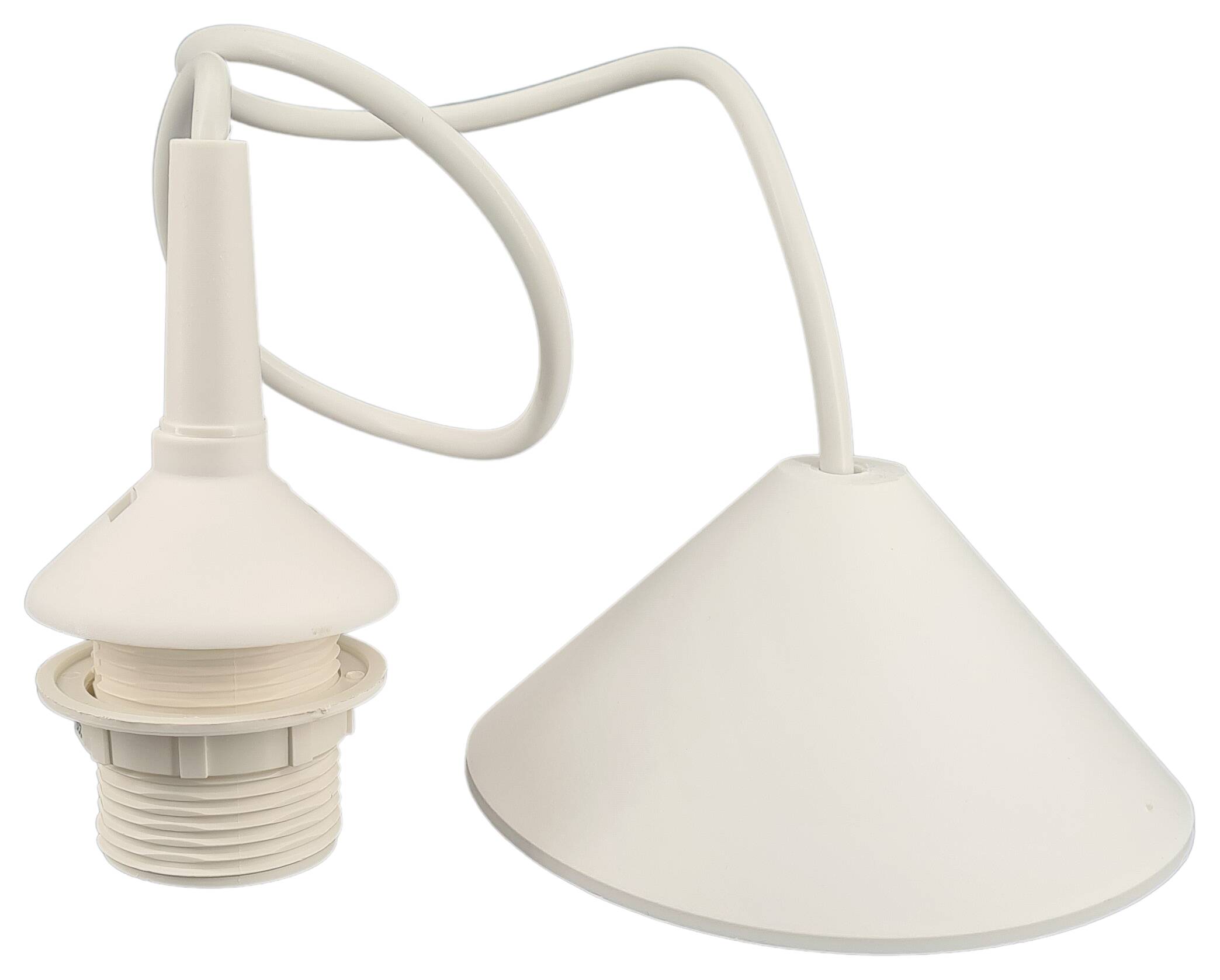 pendel 2x0,75 with conical ceiling cap mounted socket E27 120 cm long white