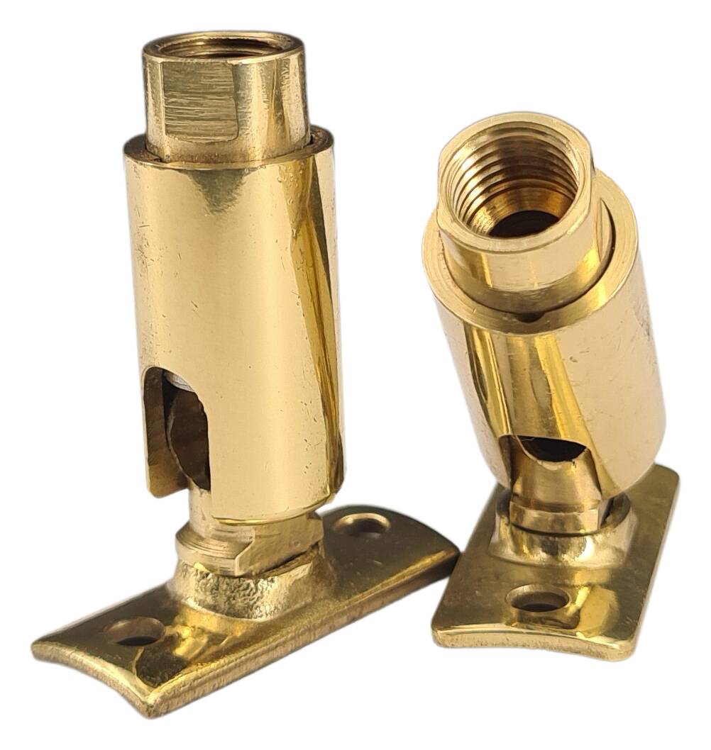 brass turn-tilt joint 13x37 M8x1 female/ with link pol./laq. hole distance 20 mm 360° turnable 90° tiltable