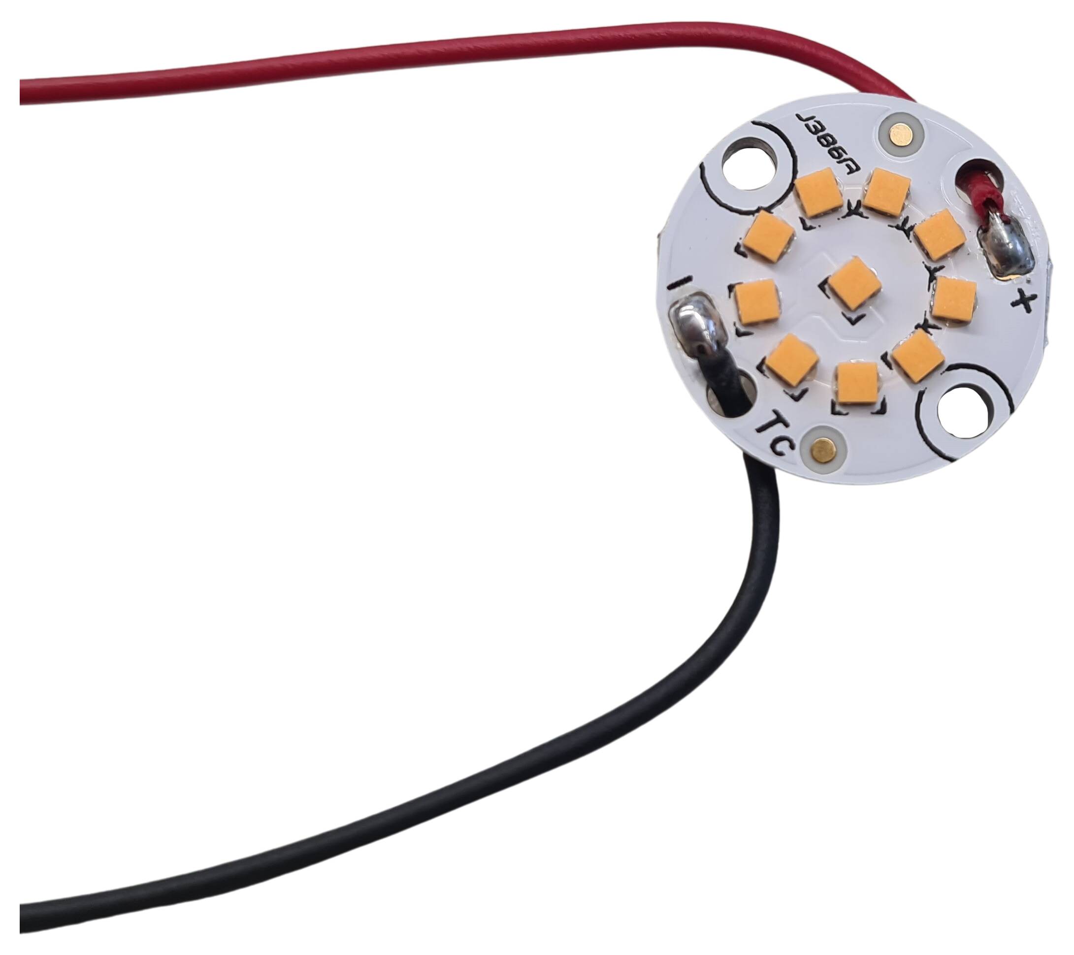 LED-Modul Ø 17 mm max. 960mA 3000K CRI>90 10x LED Luminus CUBE 1616 m. Kabel schwarz u. rot 1000 mm
