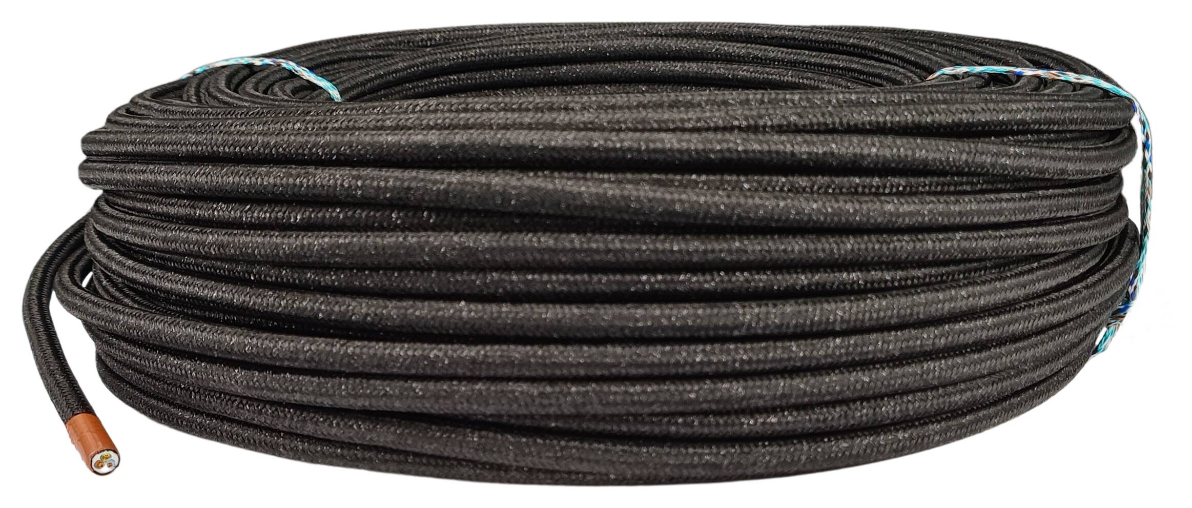 cable 3G 0,75 H03VV-F textile braided metallic RAL 9005 black