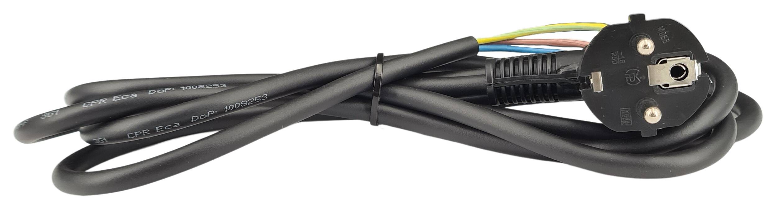 cord-set gummi cable 3G 1,00 HO5RN-F 2000 mm lg. with schuko angled plug black