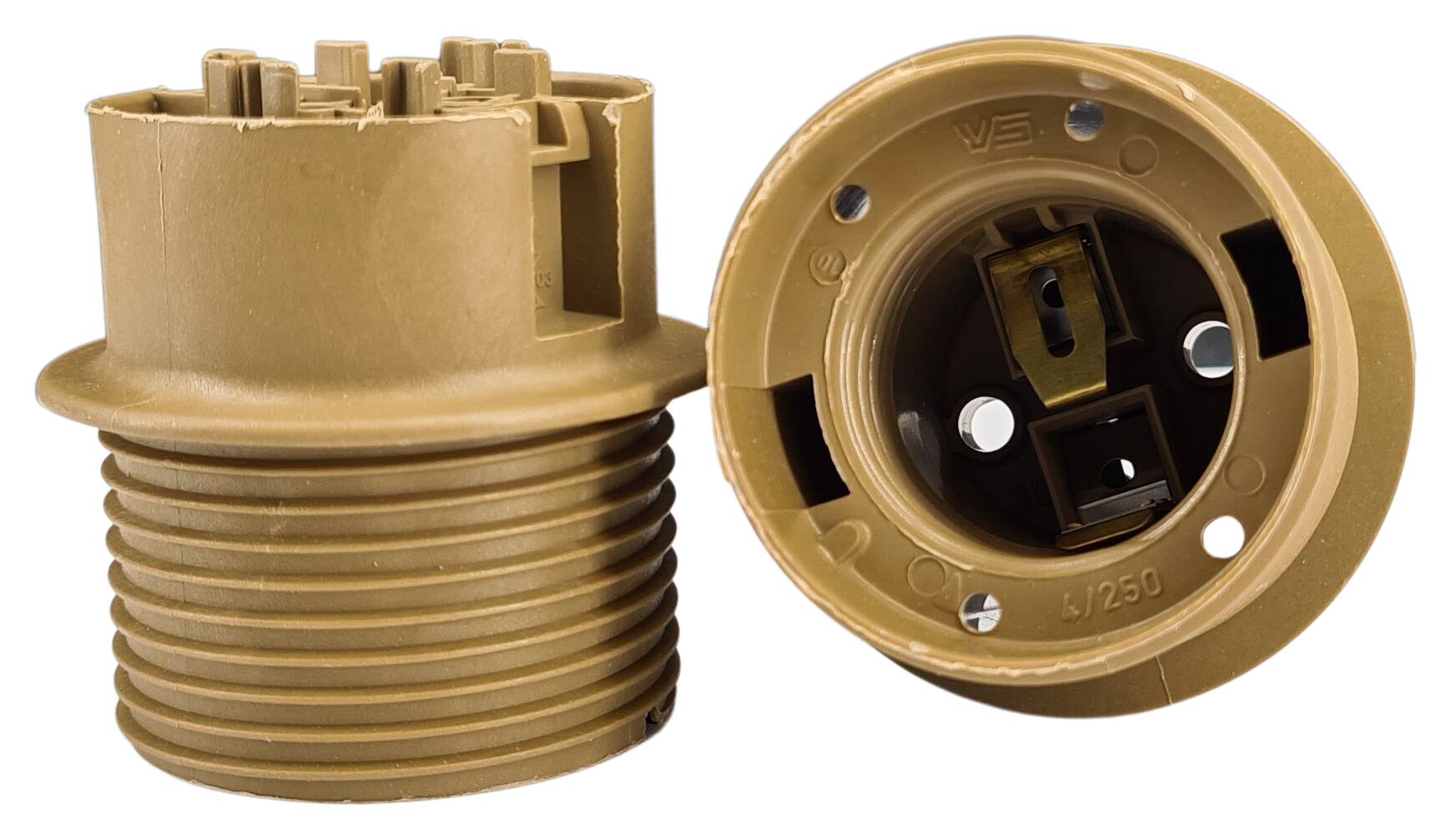 E27 partial-threaded for two-part thermoplastic lampholder gold