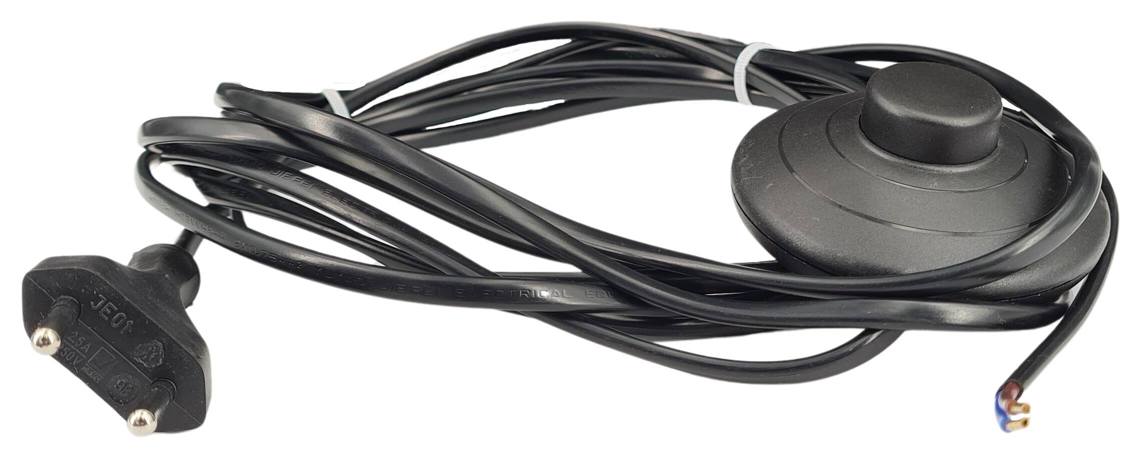 cord-set 2x0,75/2600/1300 flat with treadle switch and Euro plug black