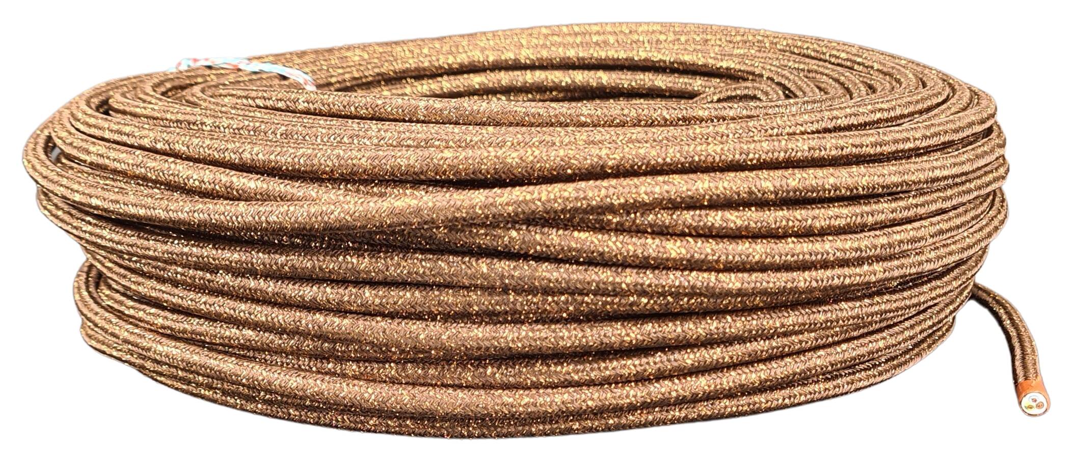 cable 3G 0,75 H03VV-F textile braided metallic RAL 8008 olive green