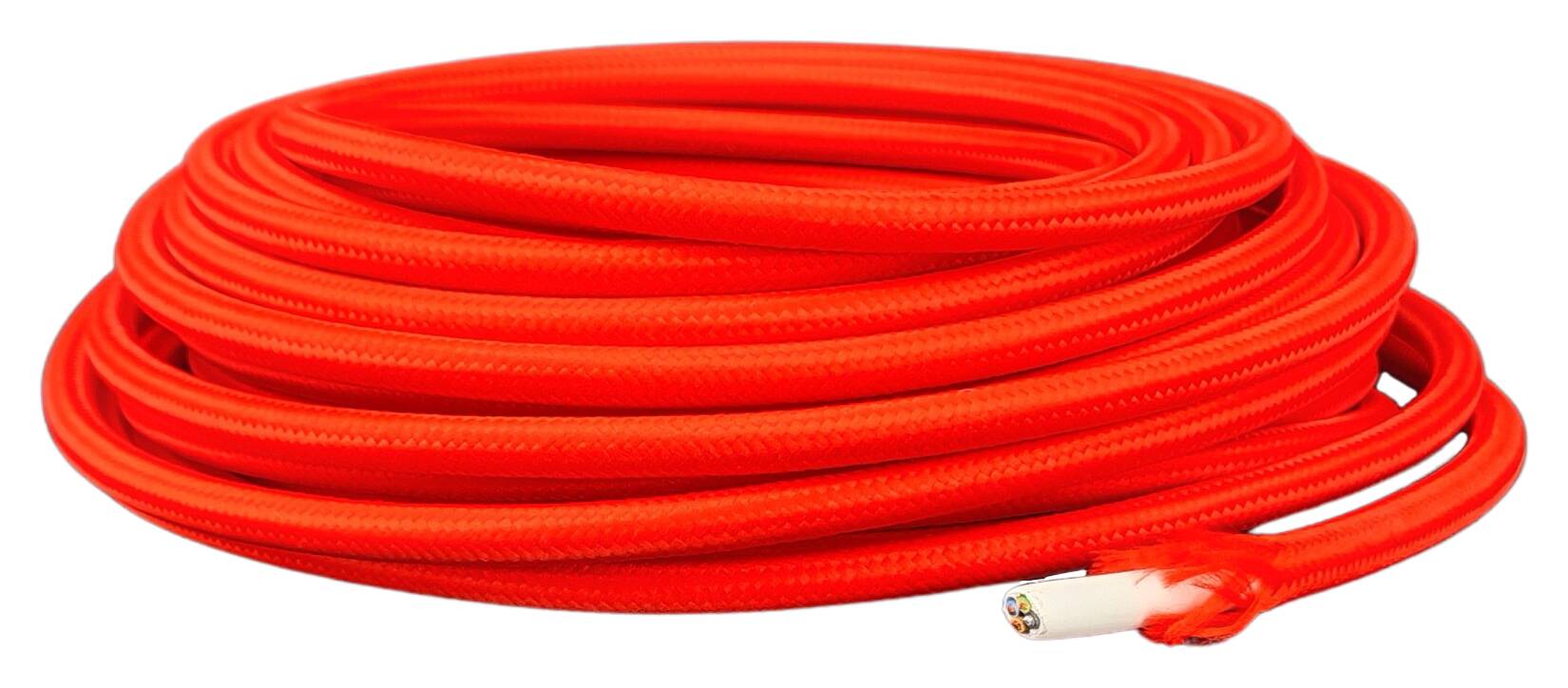 cable with steel rope 3G 1,00 HO3VV-F outer diameter = 6,4 mm PVC  textile braided RAL 3028 red