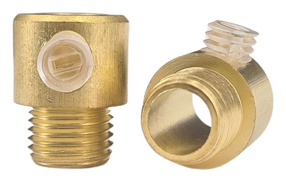 brass cord grip 13x17 M10x1x7 male through 6,8 mm raw w. separate grub
