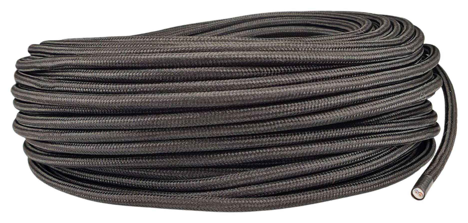 cable 2x 0,75 H03VV-F textile braided RAL 9005 black