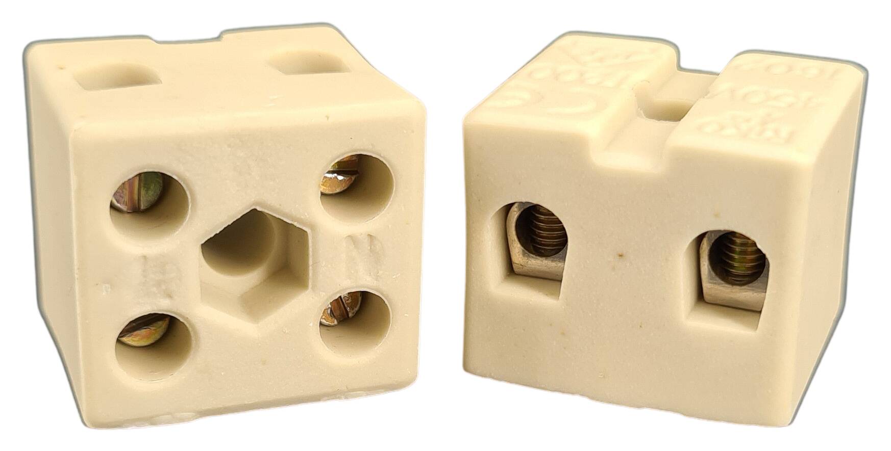 screw terminal block porcelain 4 mm² NY max. 10 mm² bipolar 22x24x21 with mounting hole for M4