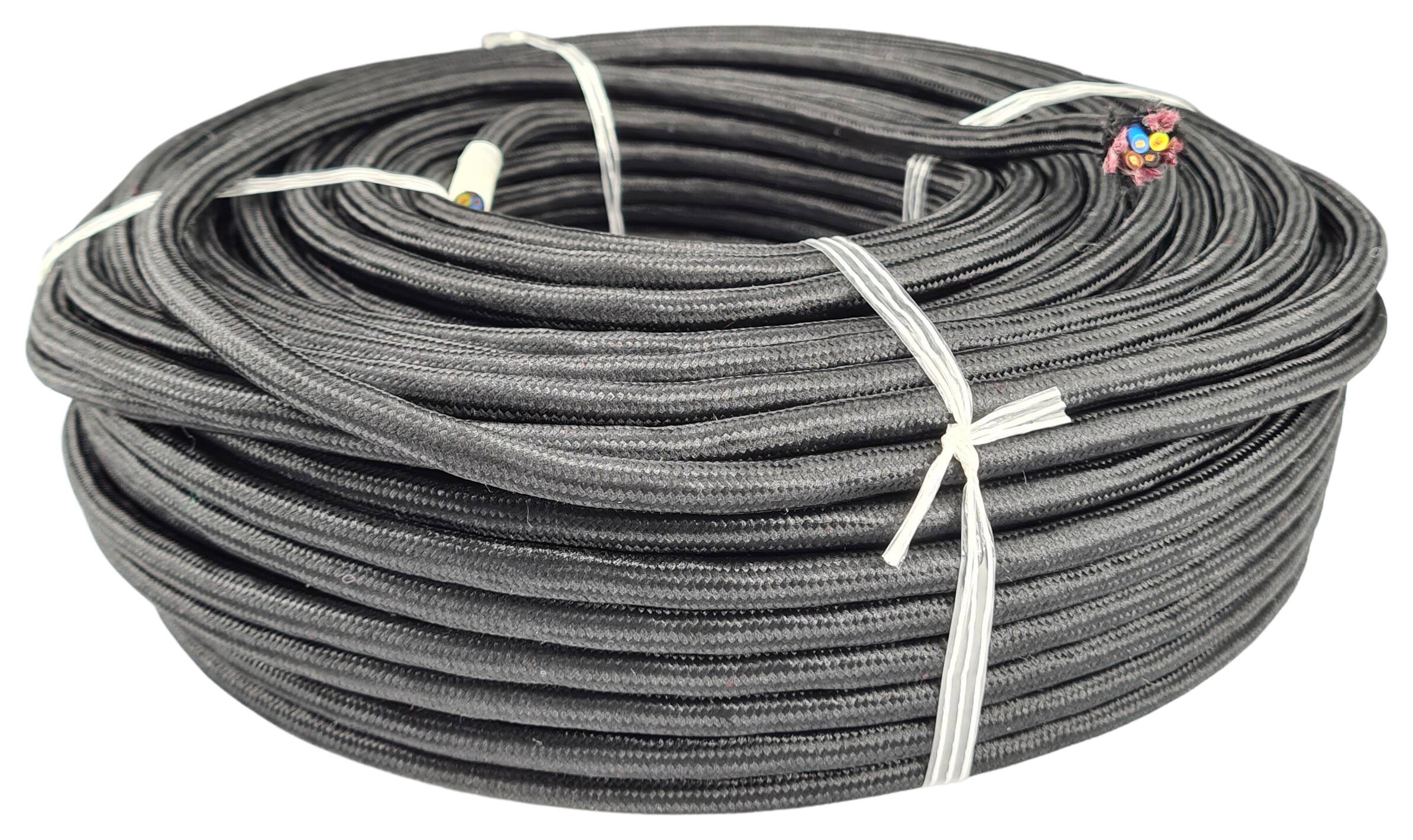 Kabel 4G 0,75 (H)03RT-F Baumwolle umsponnen RAL 9005 schwarz