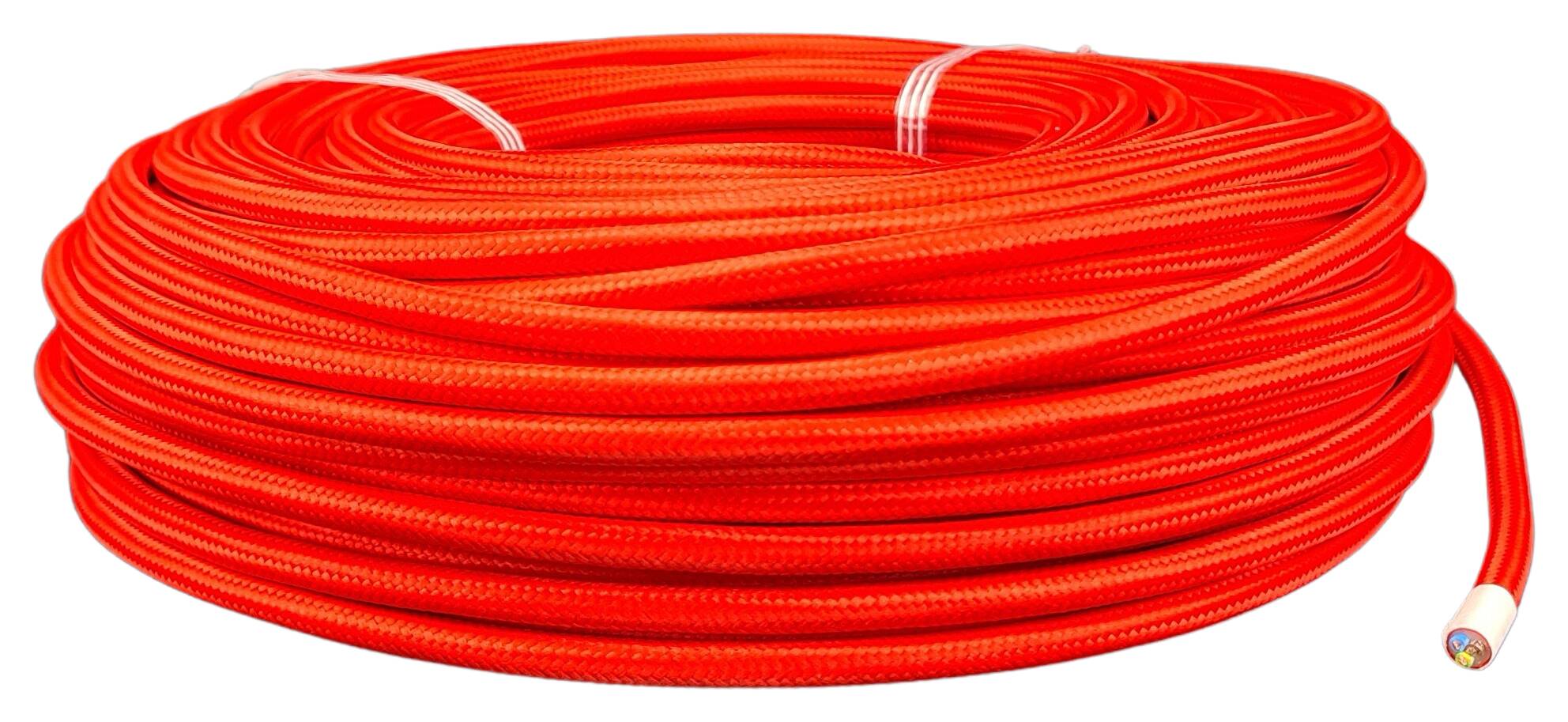 cable 3G 0,75 H03VV-F textile braided RAL 3028 red