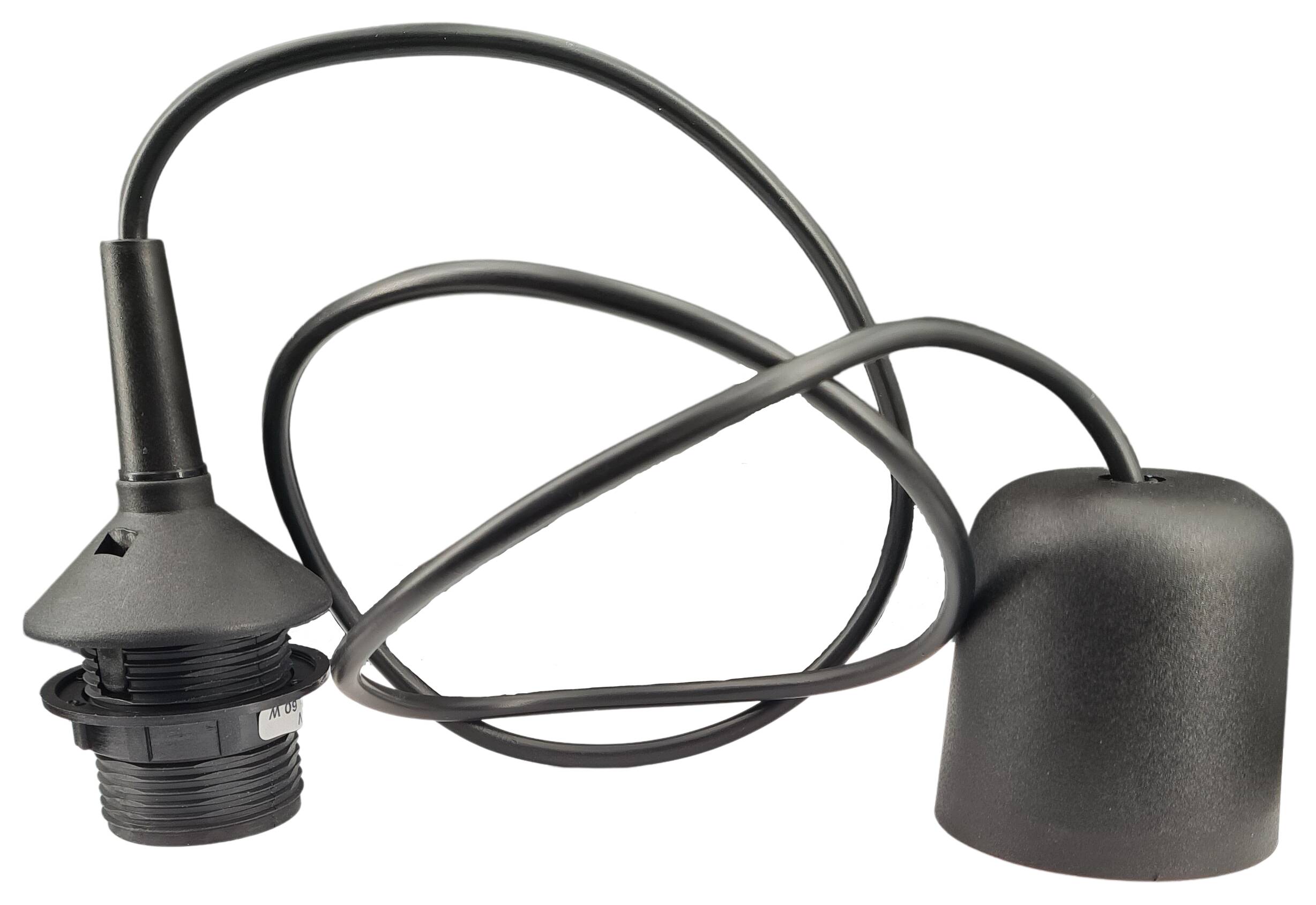 pendel 2x0,75 with mounted socket E27 120 cm long black