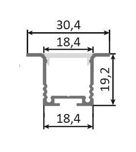 Alu Einbauprofil CDT18 30,4x19,2 mm Meterware eloxiert