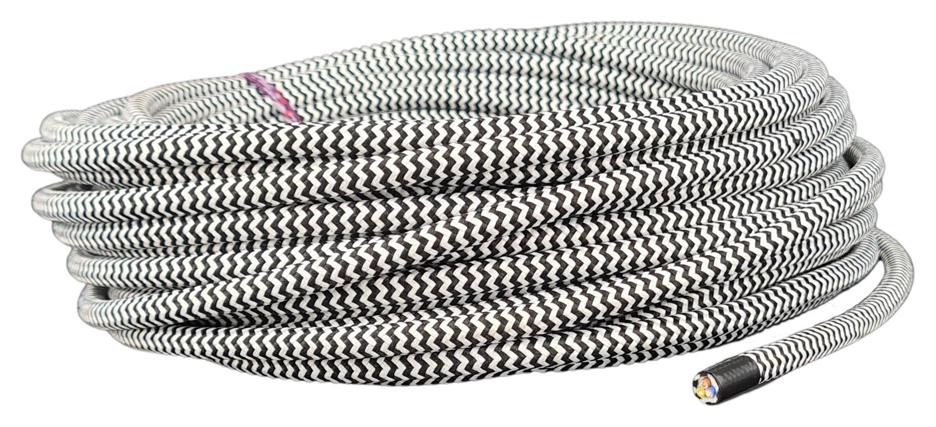 cable 3G 0,75 H03VV-F textile braided zigzag black-white