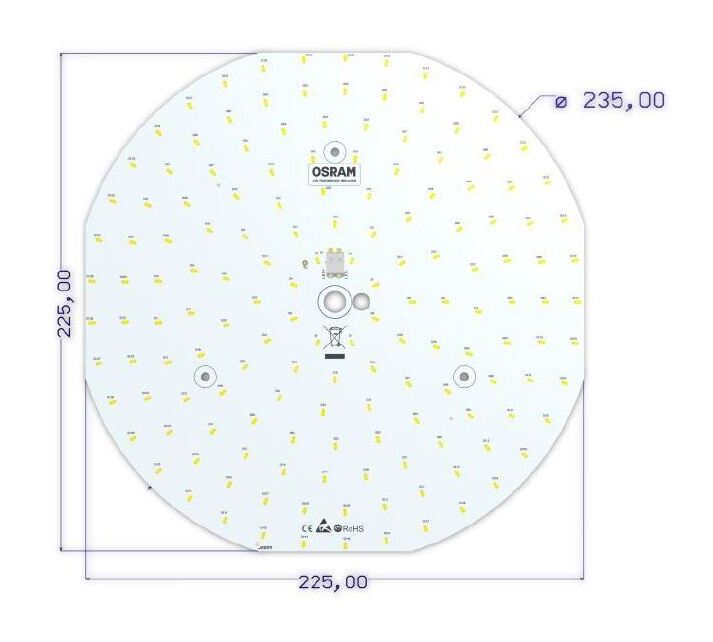 LED-Modul Ø 235 mm m. LED Kranz 700mA 24W 3.000lm 2700K CRI>90 302x LED's