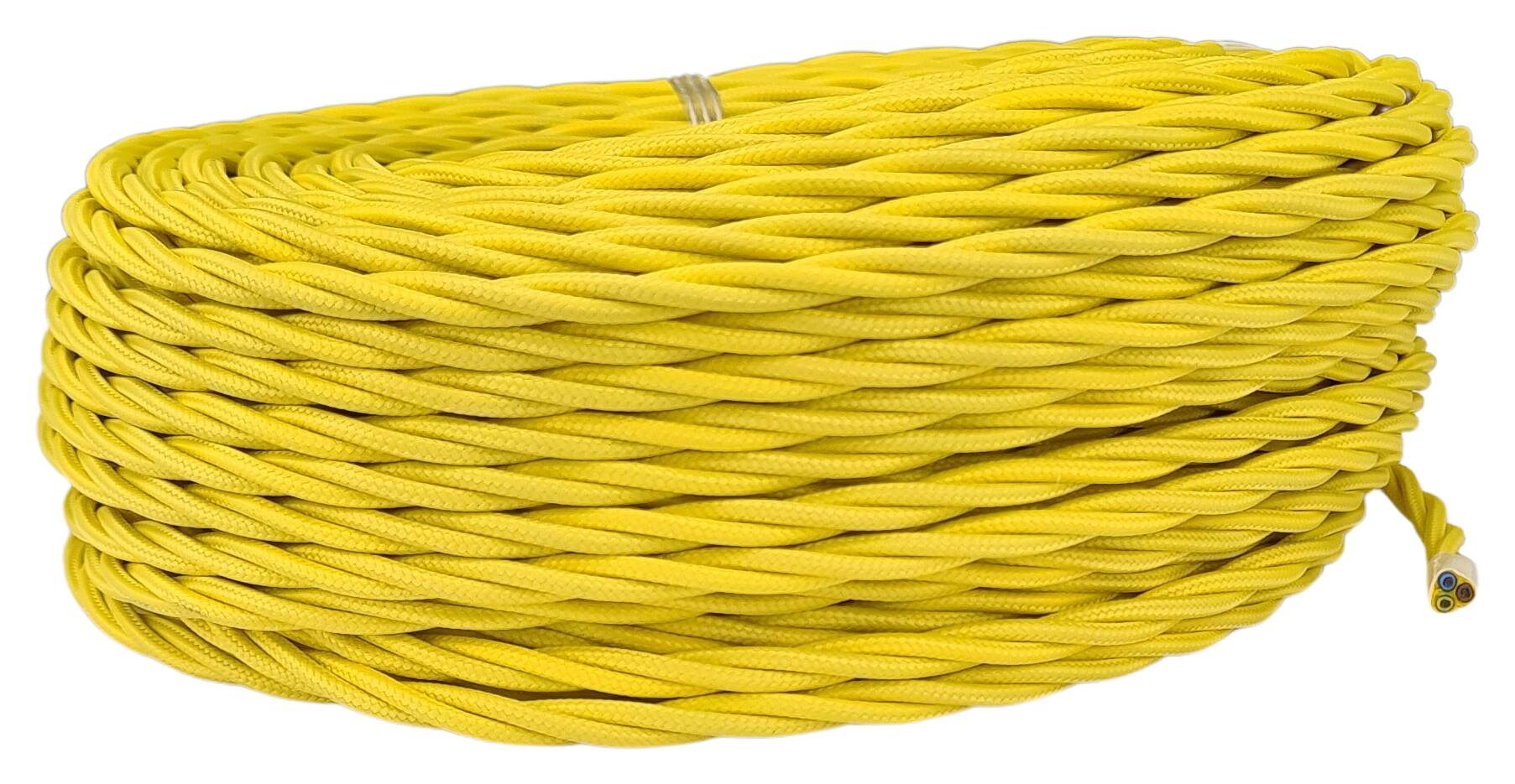 double isolated stranded cable 3G 0,75 separate textile braided and twisted RAL 1018 yellow