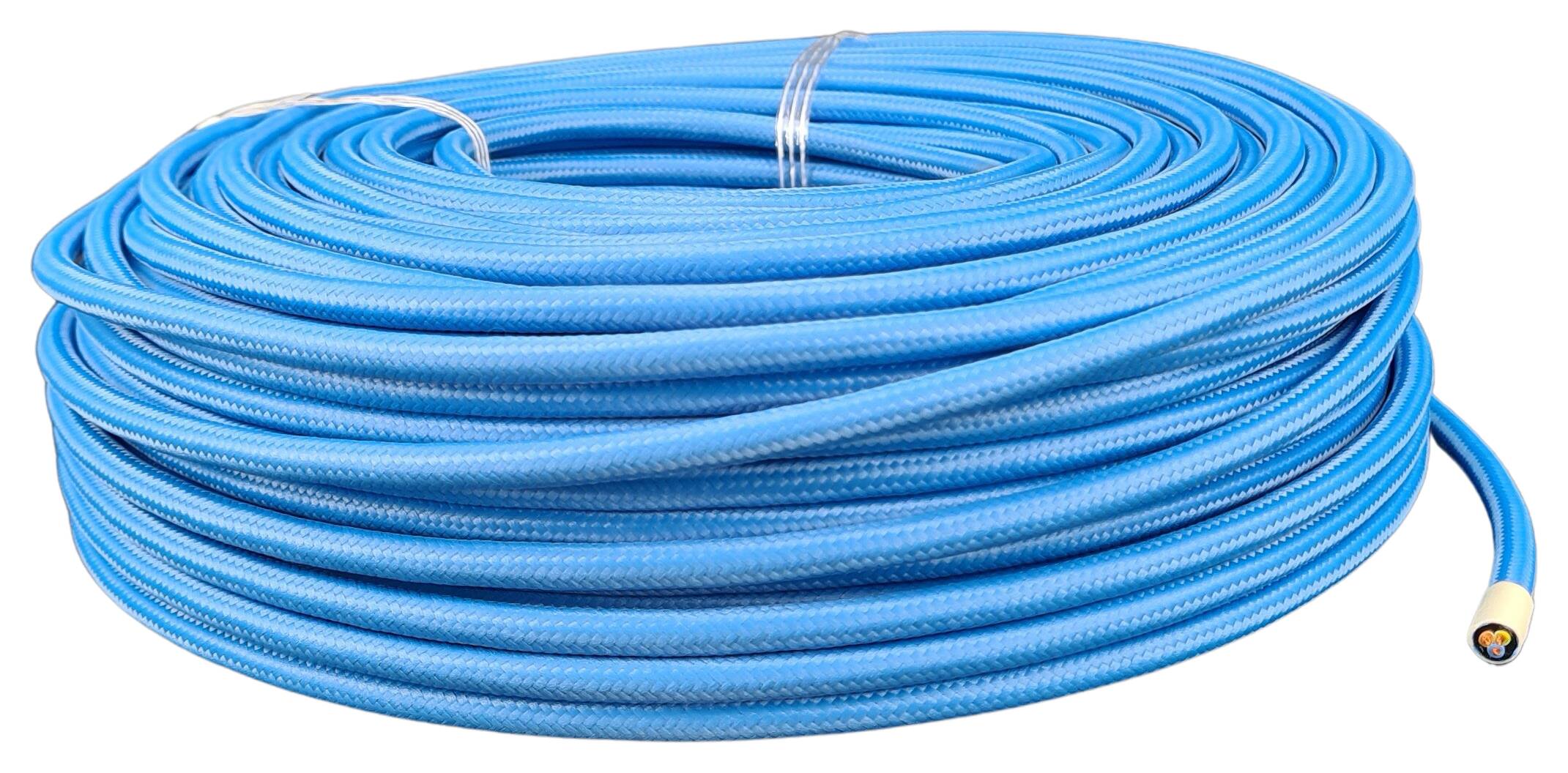 cable 3x 0,75 H03VV-F textile braided RAL 5012 sky blue