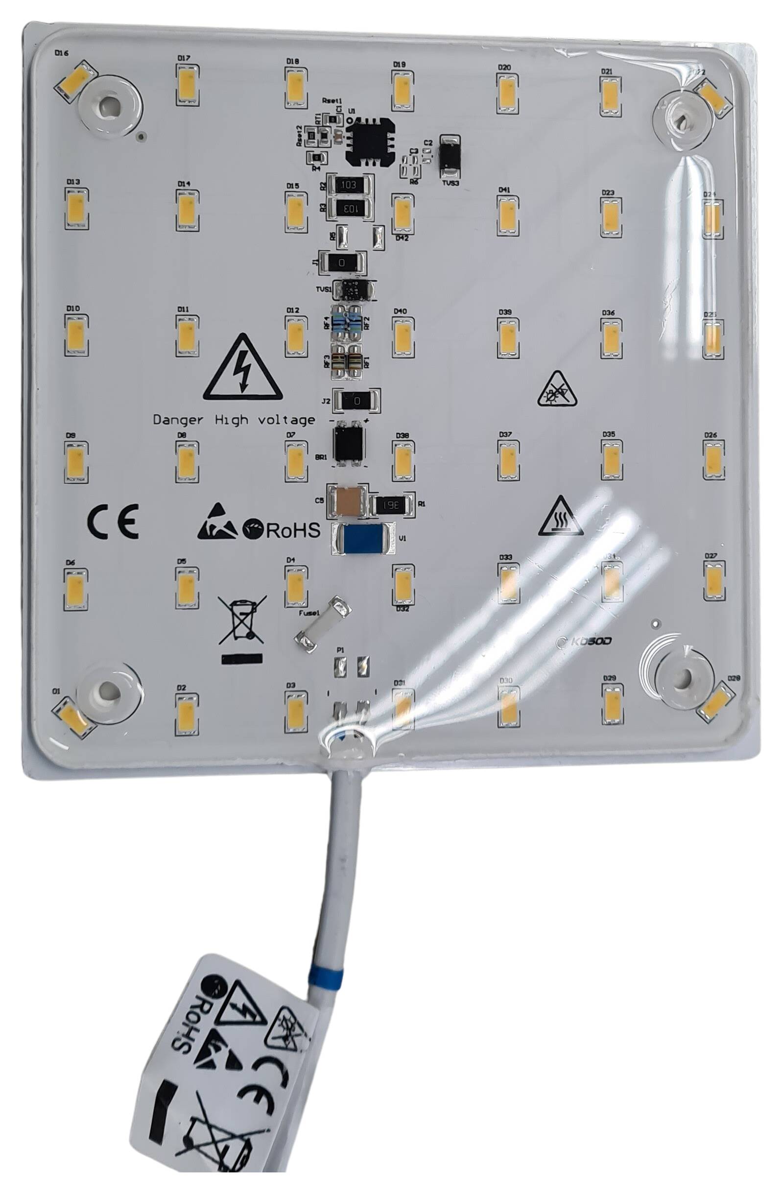 LED-Modul 130x130 mm 230V/AC 8W 3000K CRI>85 1600lm AluPCB 42x LED SSC 5630HV vergossen weiss