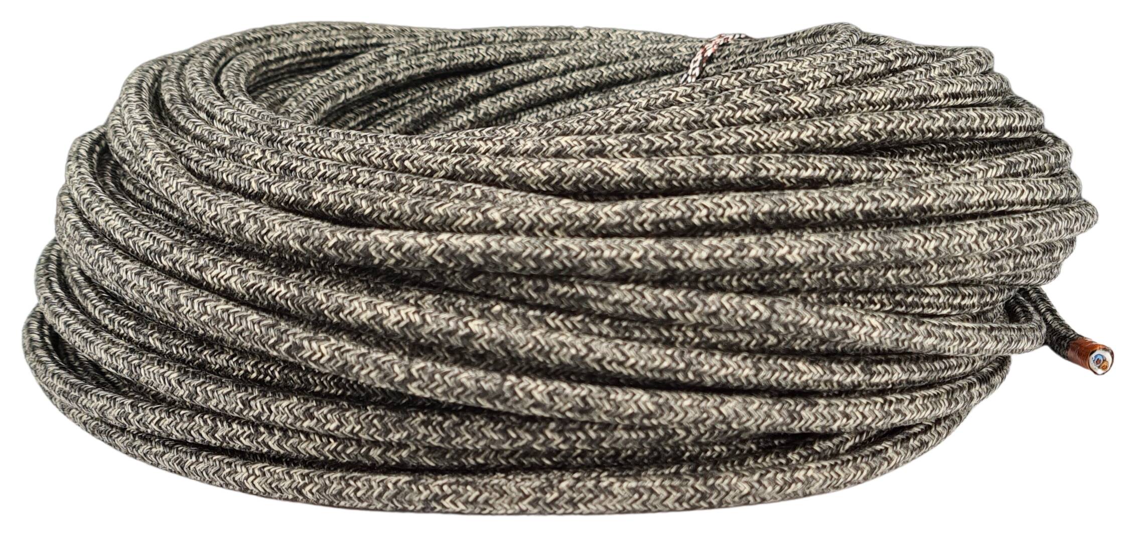 cable 2x 0,75 H03VV-F textile braided melange black-silver